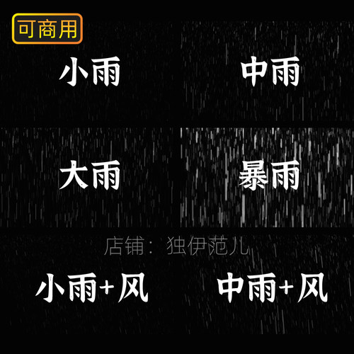 动态下雨素材视频特效雨滴雨水动画背景小雨大雨雨天透明底通道