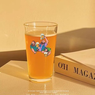 创意玻璃酒杯家用冷饮杯原创啤酒杯精酿酒馆扎啤杯子 无醉不归