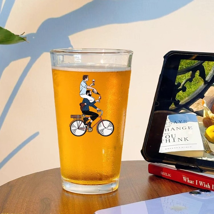 【我喝酒不开车】原创酒杯创意啤酒杯家用玻璃水杯酒馆扎啤杯调酒