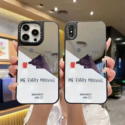 case联名同款早起咖啡猫咪适用iPhone15/14ProMax苹果13Pro可爱卡通12防摔15潮牌14/15plus保护套xsmax情侣款
