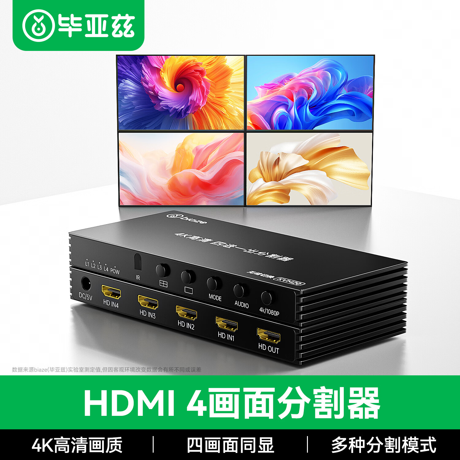 毕亚兹HDMI分配器4K高清4进1出