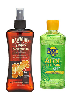 正品Hawaiian Tropic夏威夷SPF4+香蕉船晒后修复保湿定色凝胶