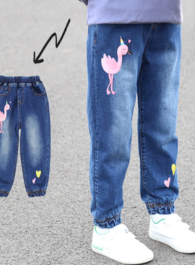 女童加绒裤子儿童牛仔裤春秋外穿洋气长裤加厚保暖秋冬弹力休闲裤