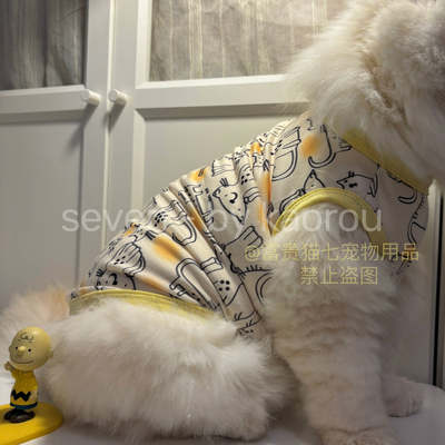 猫咪衣服防掉毛夏季薄款布偶蓝猫金渐层可爱猫猫印花背心小型犬