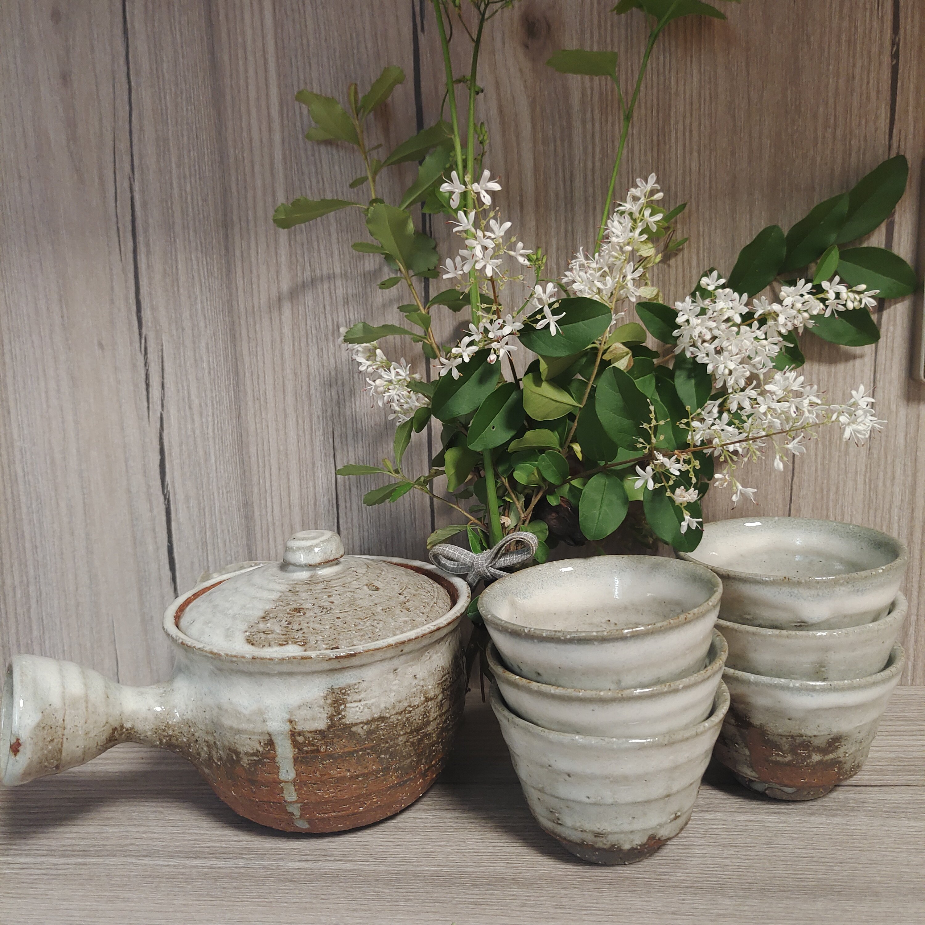 日本萩烧一壶五杯粗陶茶器功夫茶具