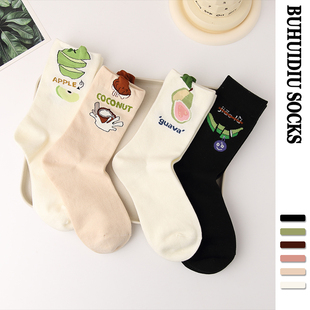 不会丢的袜子 创意立体水果中筒袜女ins潮小众设计感女款春秋长袜