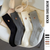 不会丢 春秋长袜 配小皮鞋 袜子 双针堆堆袜女中筒袜ins潮夏天薄款