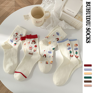 甜美可爱日系棉袜长袜夏天 彩色卡通中筒袜女春夏季 不会丢 袜子