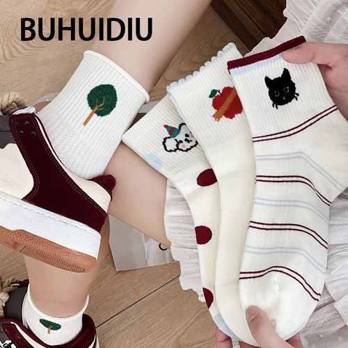 可爱卡通袜子女款纯棉无骨短筒袜