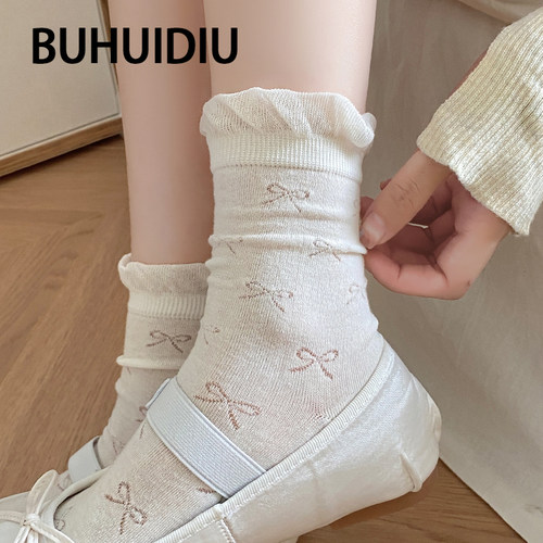 泡泡花边女袜中筒堆堆袜夏季薄款