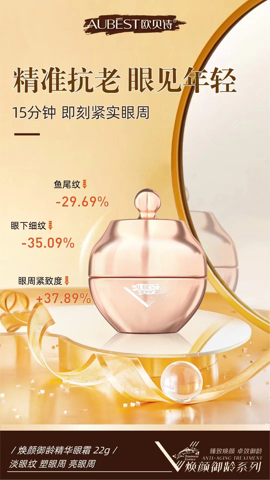 欧贝诗焕颜御龄精华眼霜紧致抗皱淡纹黑眼圈眼袋眼纹