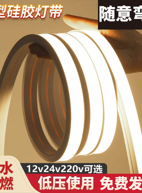 led柔性硅胶灯带条软套管防水24v线条灯220v嵌入式双眼皮吊顶明装