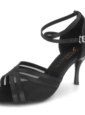 黑色女阿根廷探戈舞鞋 tango salsa初学专用毛底 7.6厘米铅笔跟