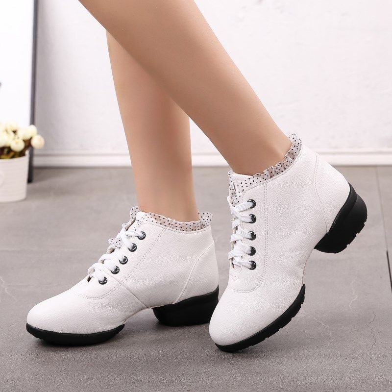 舞蹈鞋女士广场舞鞋黑色跳舞鞋子夏季带中跟软底水兵舞鞋中老年