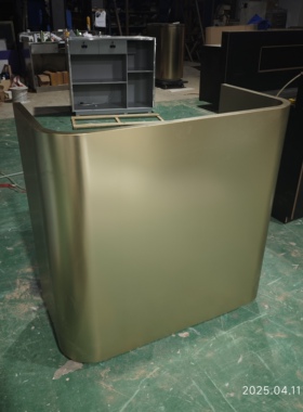 简约服装店美甲店小型店铺收银台接待台展示柜迷你小黑色吧台定制