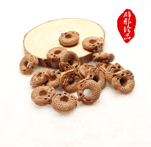 桃木雕刻饰品小配件手链脚链配件手机链DIY配饰木龙圈