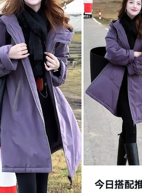 双面穿棉服女宽松中长款面包服