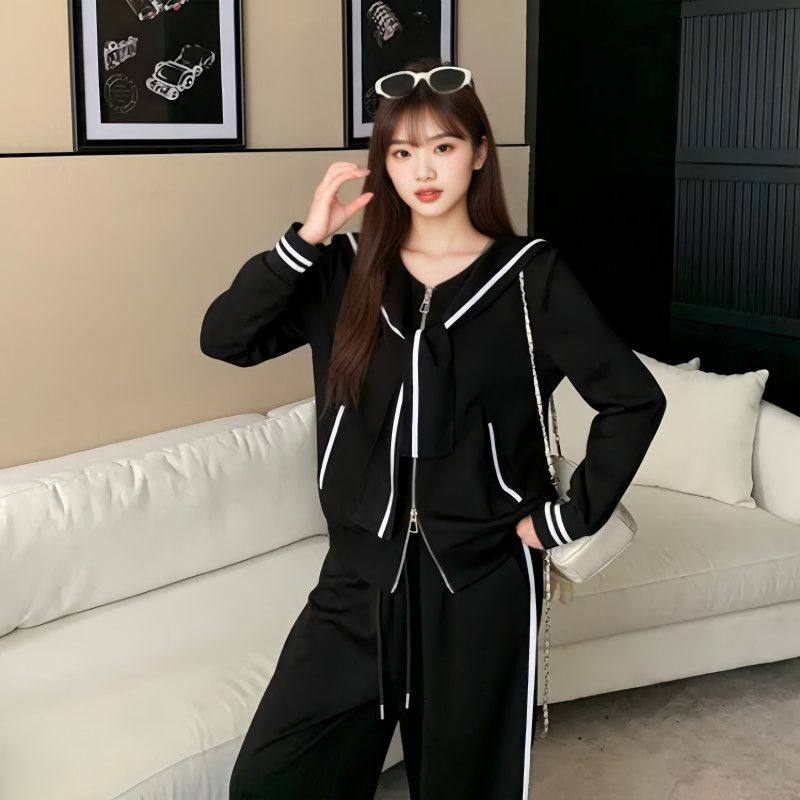 休闲运动套装女春秋新款宽松休闲韩版拉链卫衣上衣阔腿裤两件套潮,女装/女士精品,大码套装,淘宝优惠券,粉丝福利购,淘宝优惠卷