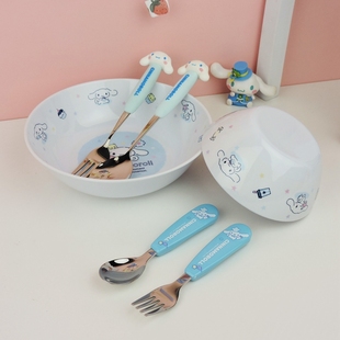 三丽鸥大耳狗密胺树脂食品级可爱卡通儿童学生饭碗勺子餐具套装