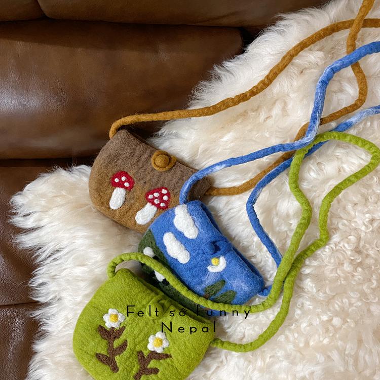 尼泊尔进口手工羊毛毡迷你包包