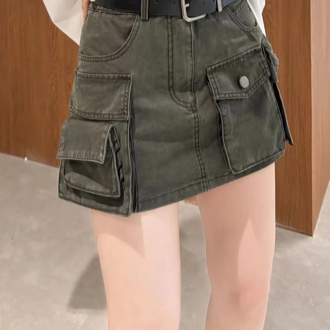 2025新款美式复古工装牛仔短裙女甜酷小个子a字半身裙时尚减龄