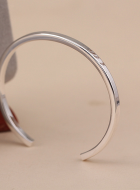 紫蝉简约女纯银光面方形手镯