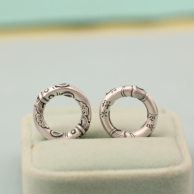 足银999开口圆环手链锦鲤配件