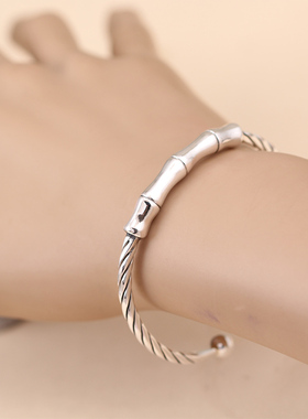 民族风女999足银竹节手镯节节高