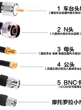 车载电台对讲机天线吸盘5米RG58U馈线边夹外置强吸底座M/N头