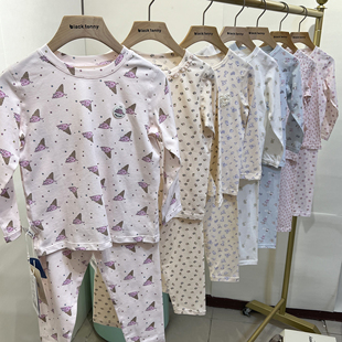 2025小黑托尼昵新款女童内衣套装薄宝宝秋衣秋裤棉毛衫儿童家居服