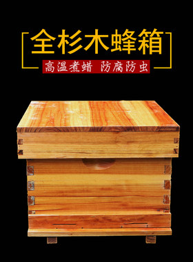 中蜂蜂箱标准十框蜡煮全杉木烘干蜂箱浸蜡蜂箱蜜蜂桶养蜂工具全套