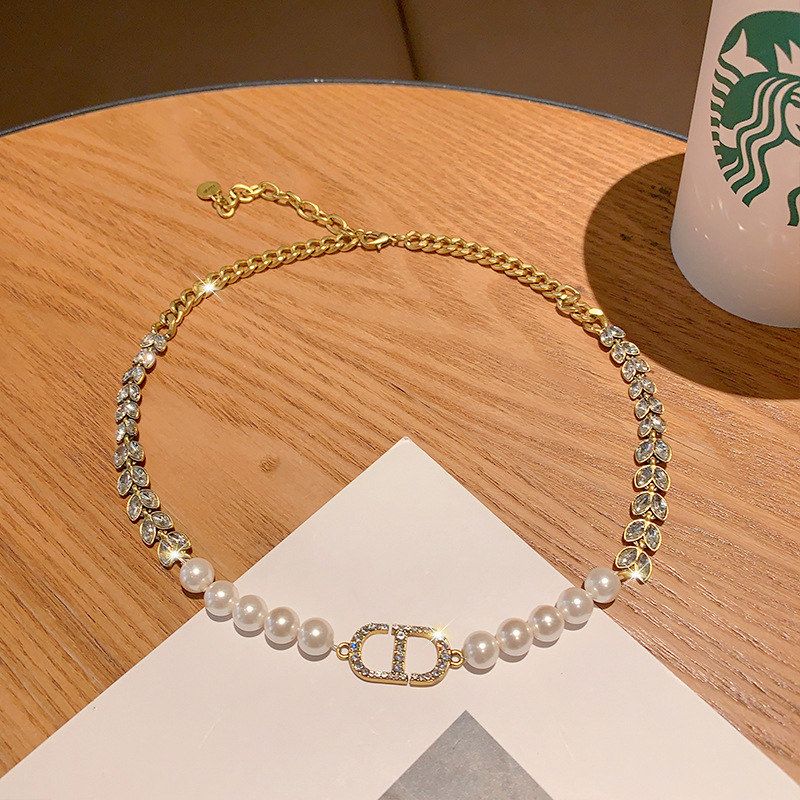 镶钻珍珠潮轻奢颈链CD高级感年