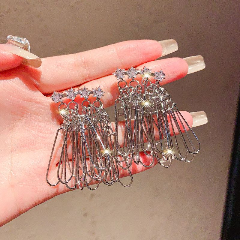 耳环女个性银针流苏小众年耳钉