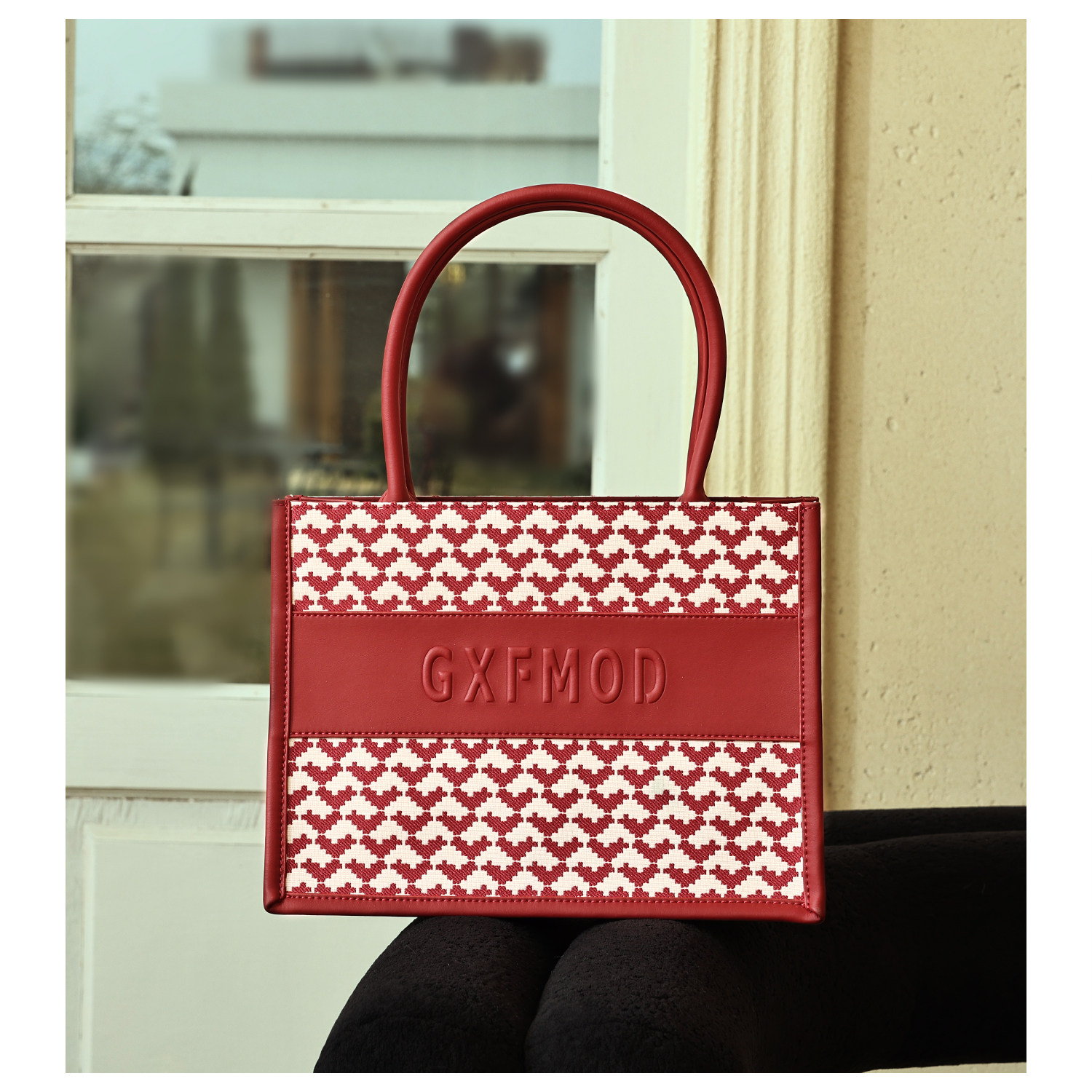 GXFMOD小众设计牛皮手提包女2026新款红色洋气婚包大容量斜挎包包