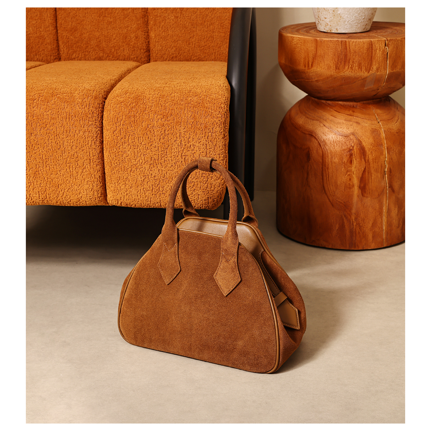 小众品牌麂皮绒贝壳包女2025新款