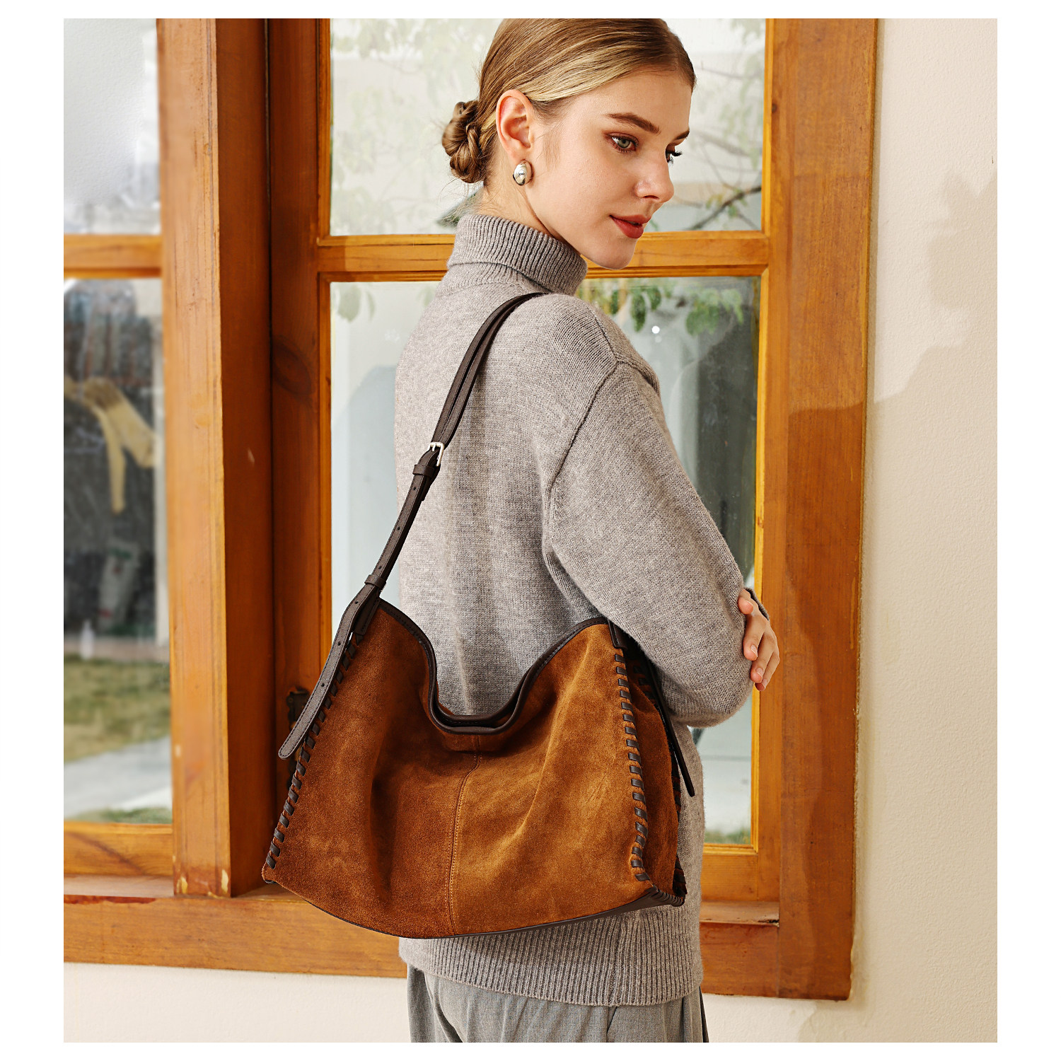 GXFMOD小众设计麂皮绒腋下包女2025秋冬新款复古休闲大容量手提包,箱包皮具/热销女包/男包,腋下包,淘宝优惠券,粉丝福利购,淘宝优惠卷