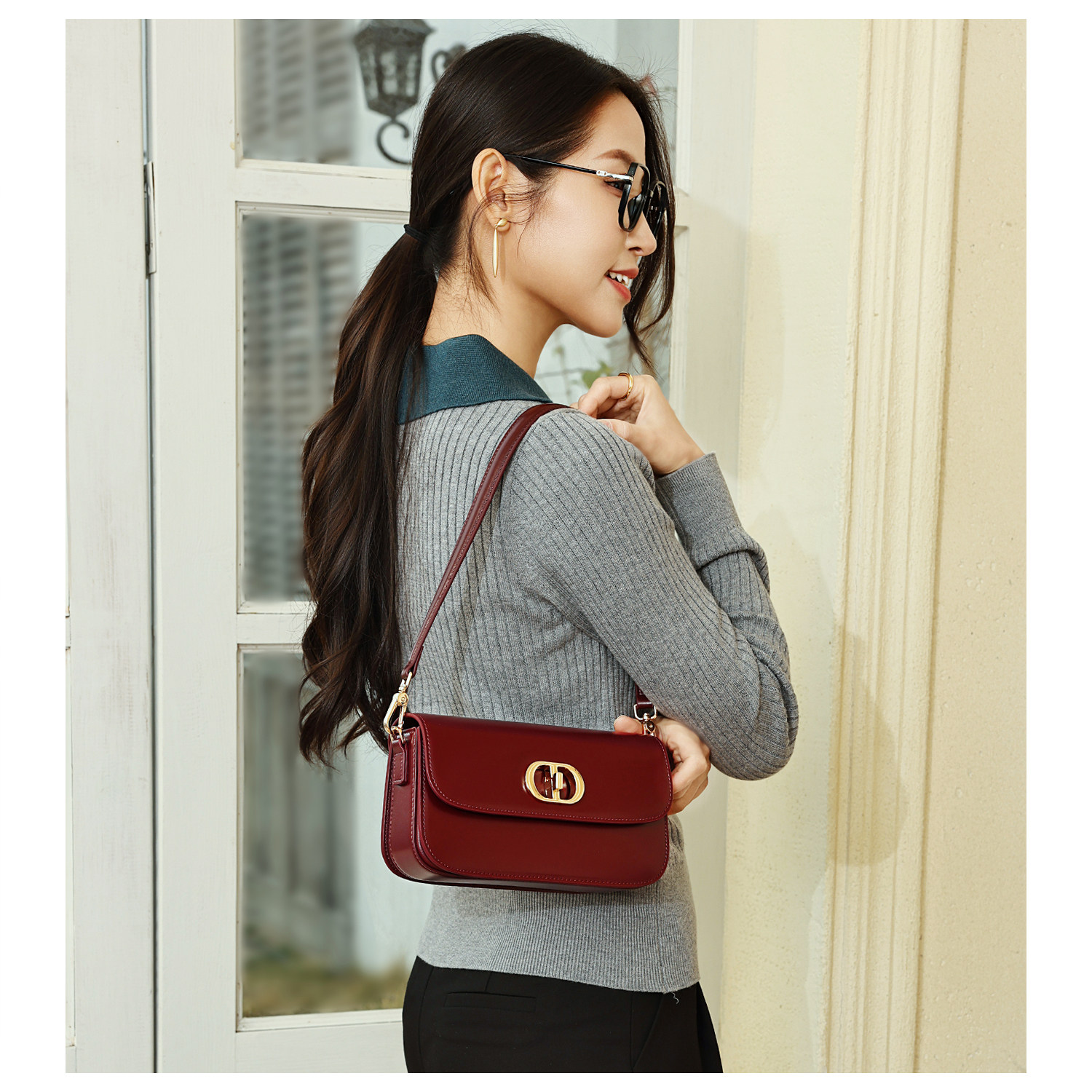 GXFMOD小众品牌法式真皮腋下包2026春季新品通勤女单肩斜挎法棍包