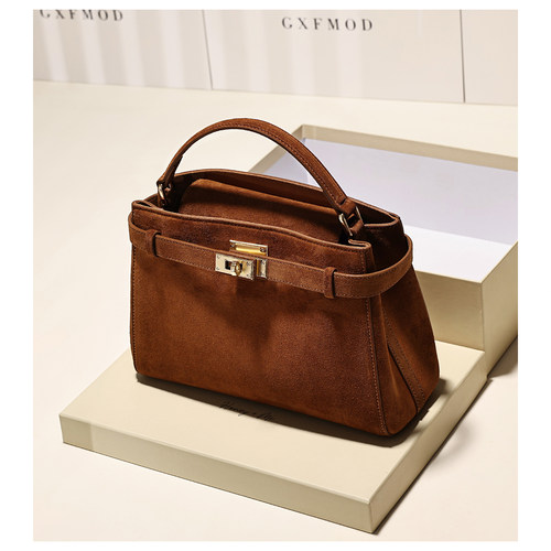 小众设计高级感麂皮绒手提包