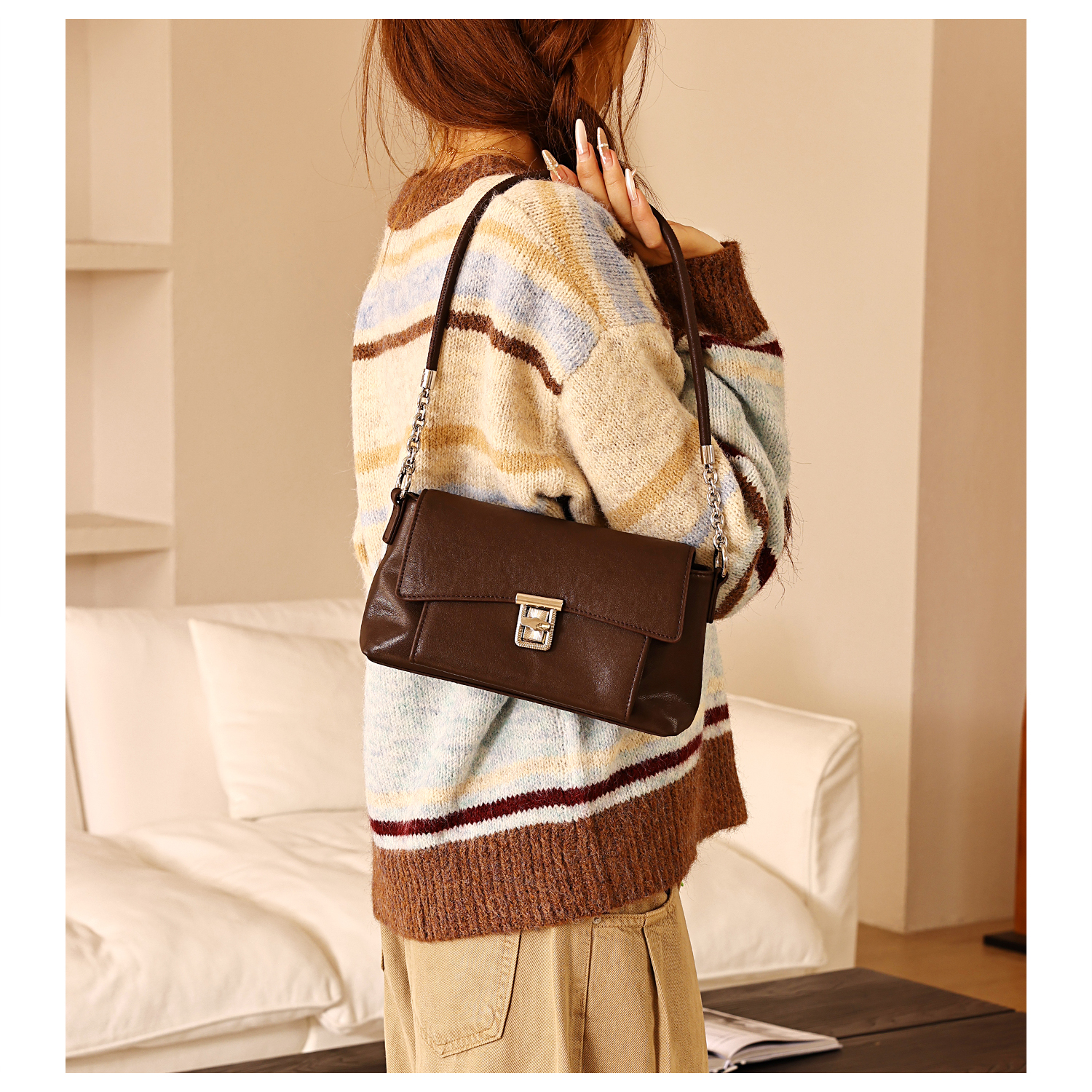 欧美时尚2025年秋季软把单肩斜挎