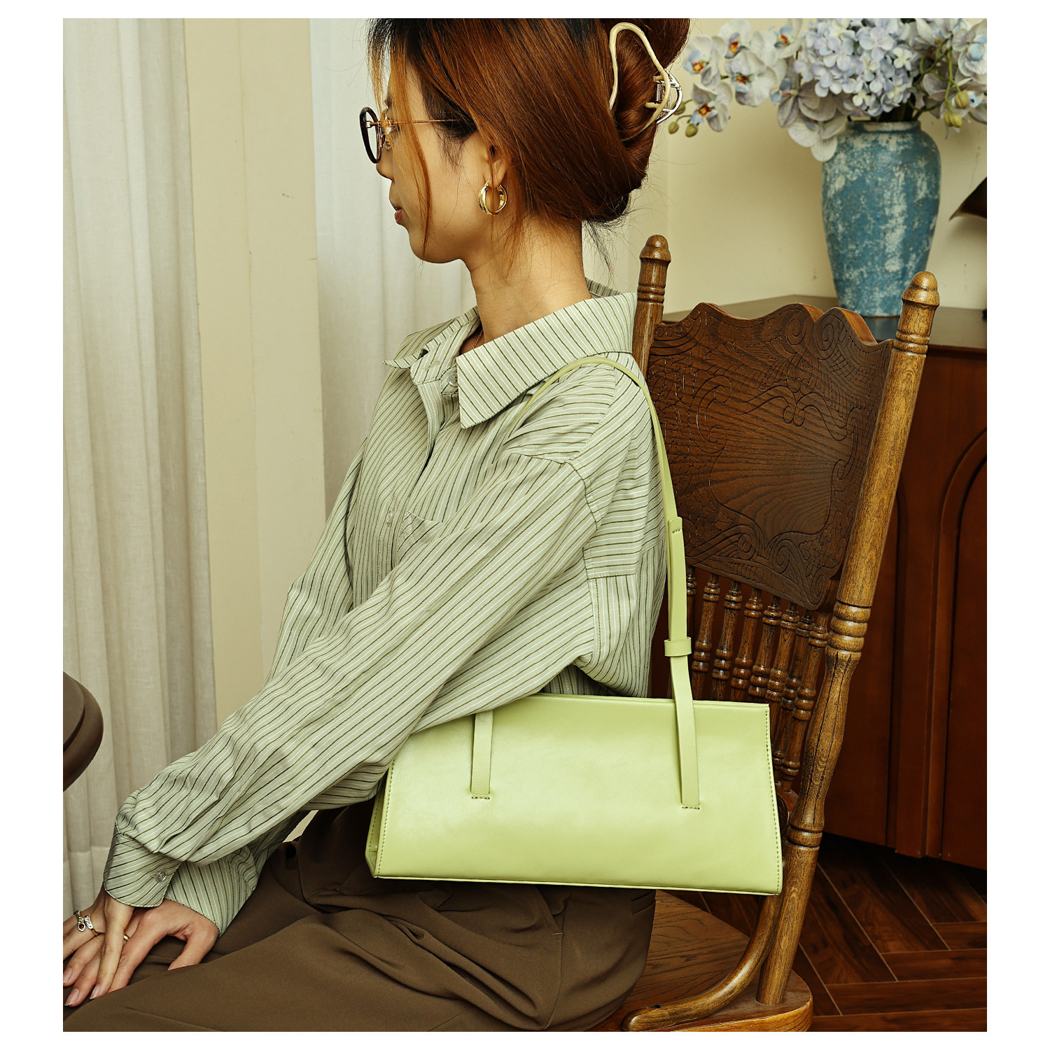 GXFMOD原创设计高级感真皮法棍包女2026春夏新款大容量通勤手提包