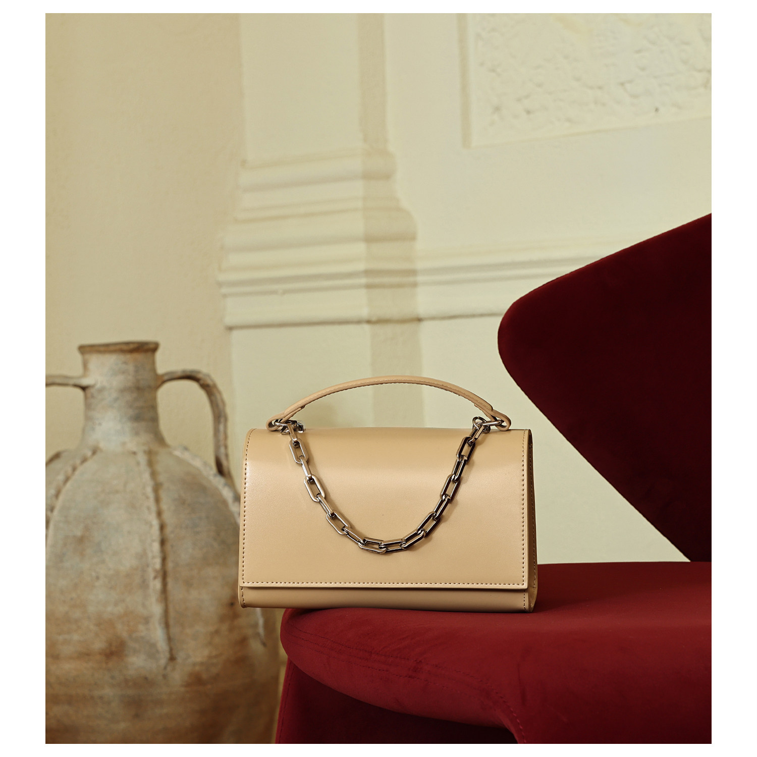 GXFMOD小众设计真皮链条小方包女2026新款轻奢简约时尚单肩斜挎包,箱包皮具/热销女包/男包,小方包,淘宝优惠券,粉丝福利购,淘宝优惠卷