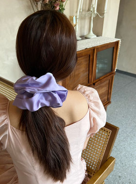温柔风气质大号奶紫色大肠发圈法式优雅发绳女时髦扎马尾头花头饰