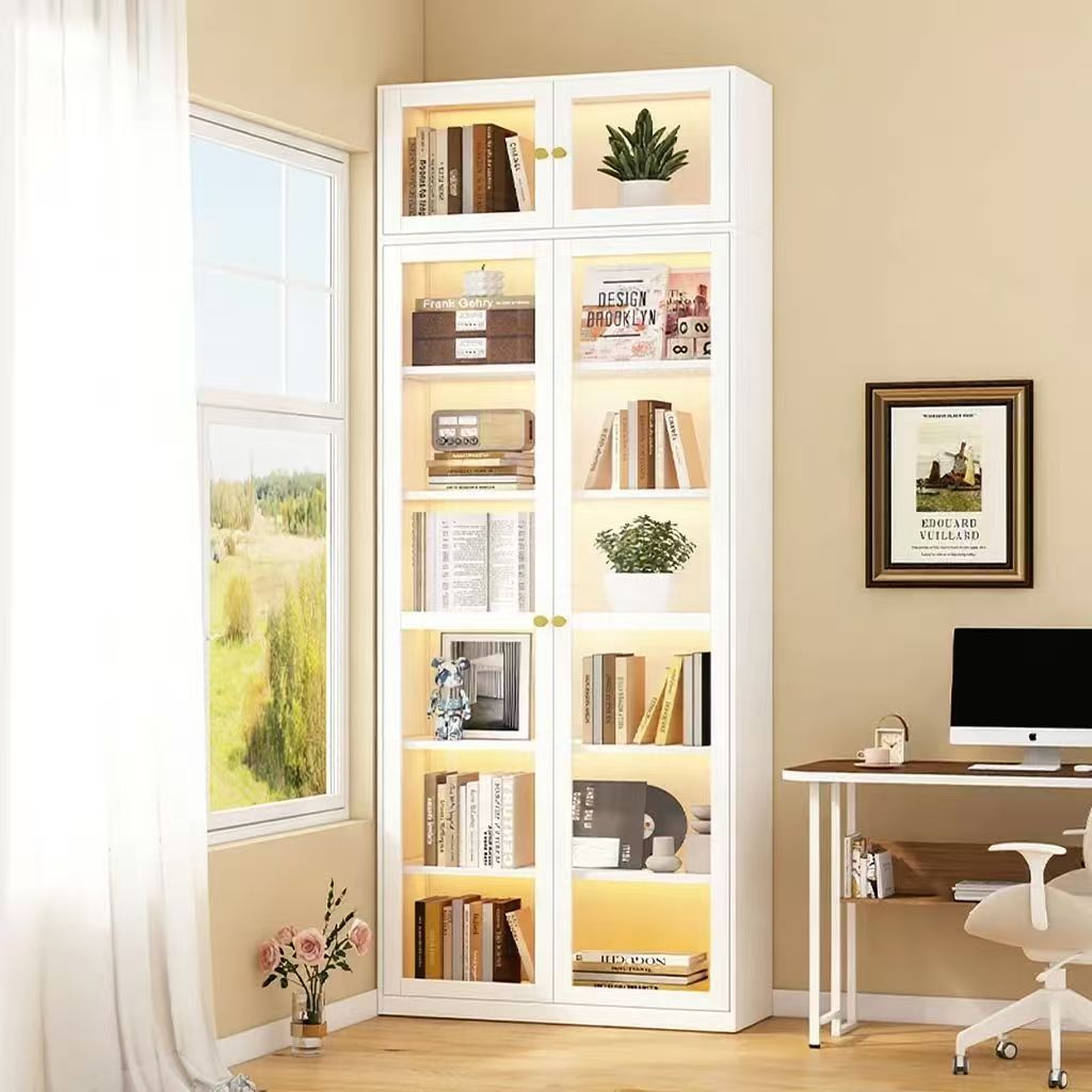 家用书房欧式现代钢制压型书柜防尘柜大容量置物组合立柜展示学生