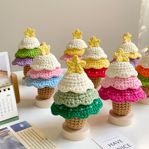 新手入门钩织粗线圣诞树diy材料