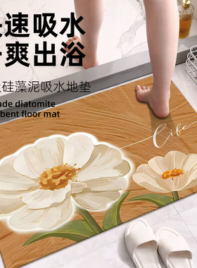 硅藻泥吸水地垫浴室专用防滑垫家用卫生间门口厕所耐脏速干防摔垫