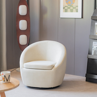 布艺单人沙发椅可旋转懒人阳台休闲椅客厅卧室化妆椅民宿酒店沙发