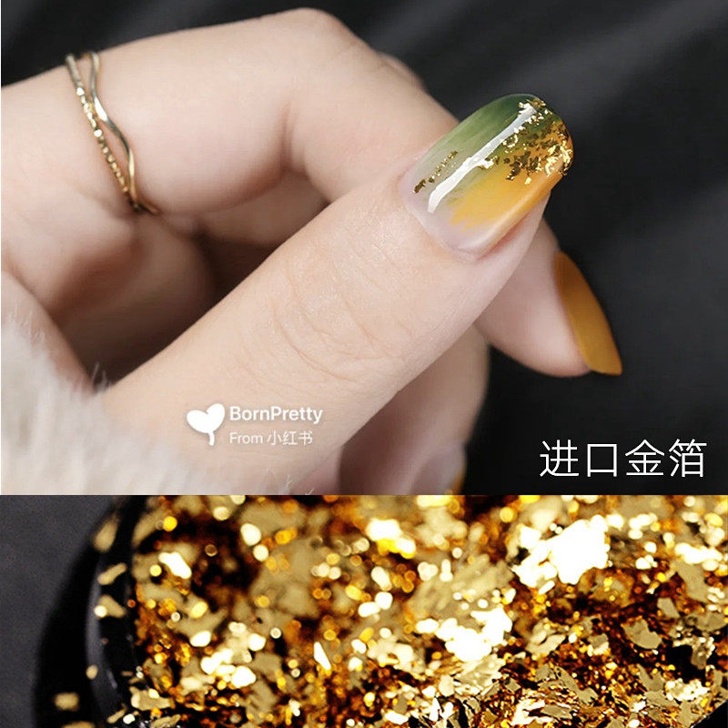 美甲热卖指甲贴饰品金箔银箔铂金碎片锡箔亮片镭射金线银线金丝线