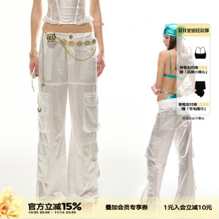 女显瘦气质长裤 4muggle原创设计夏季 白金阔腿裤 长裤 烫钻醋酸工装