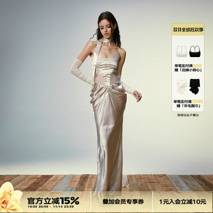 恶魔角辣妹 高腰鱼尾裙 4muggle原创性感纯色鱼骨裙无袖 连衣裙夏季