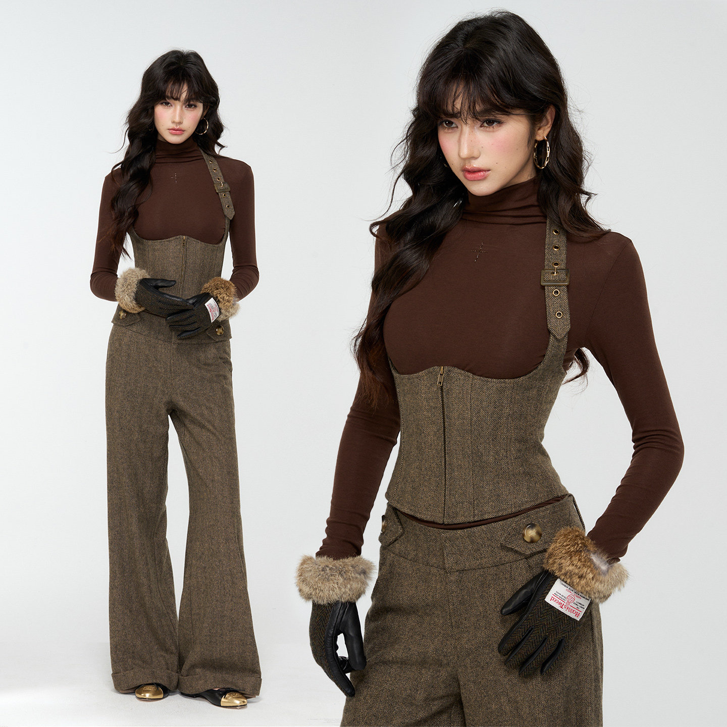 4muggle“优雅魔法师”高级毛呢西装裤英伦风侦探粗花呢马甲套装